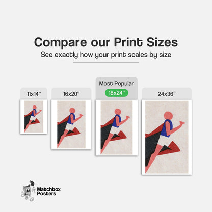 Abstract Figure Of A Runner - vintage matchbox label print - gallery wall preview