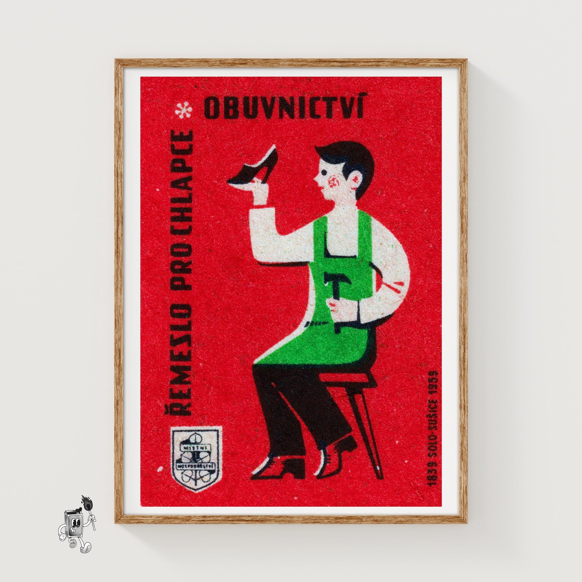 Shoe Maker - vintage matchbox label print