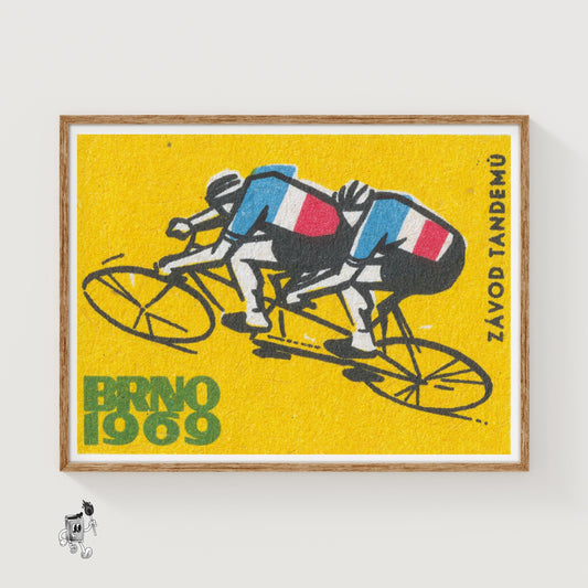 Track Cycling - vintage matchbox label print
