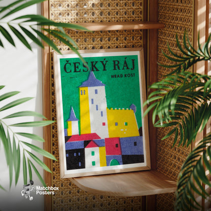 Castle - vintage matchbox label print - office wall