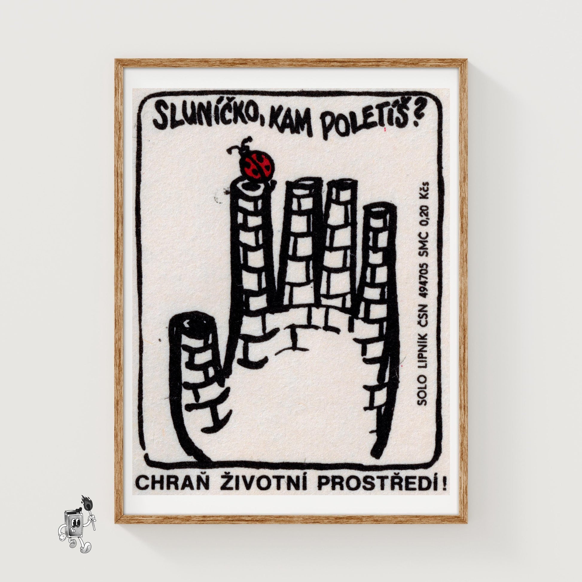 Ladybug Czechoslovakia 1960s-70s Matchbox Label - vintage matchbox label print
