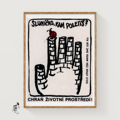 Ladybug Czechoslovakia 1960s-70s Matchbox Label - vintage matchbox label print