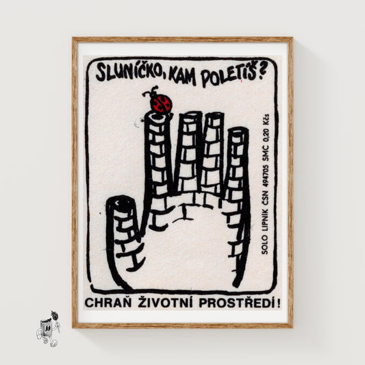 Ladybug Czechoslovakia 1960s-70s Matchbox Label - vintage matchbox label print