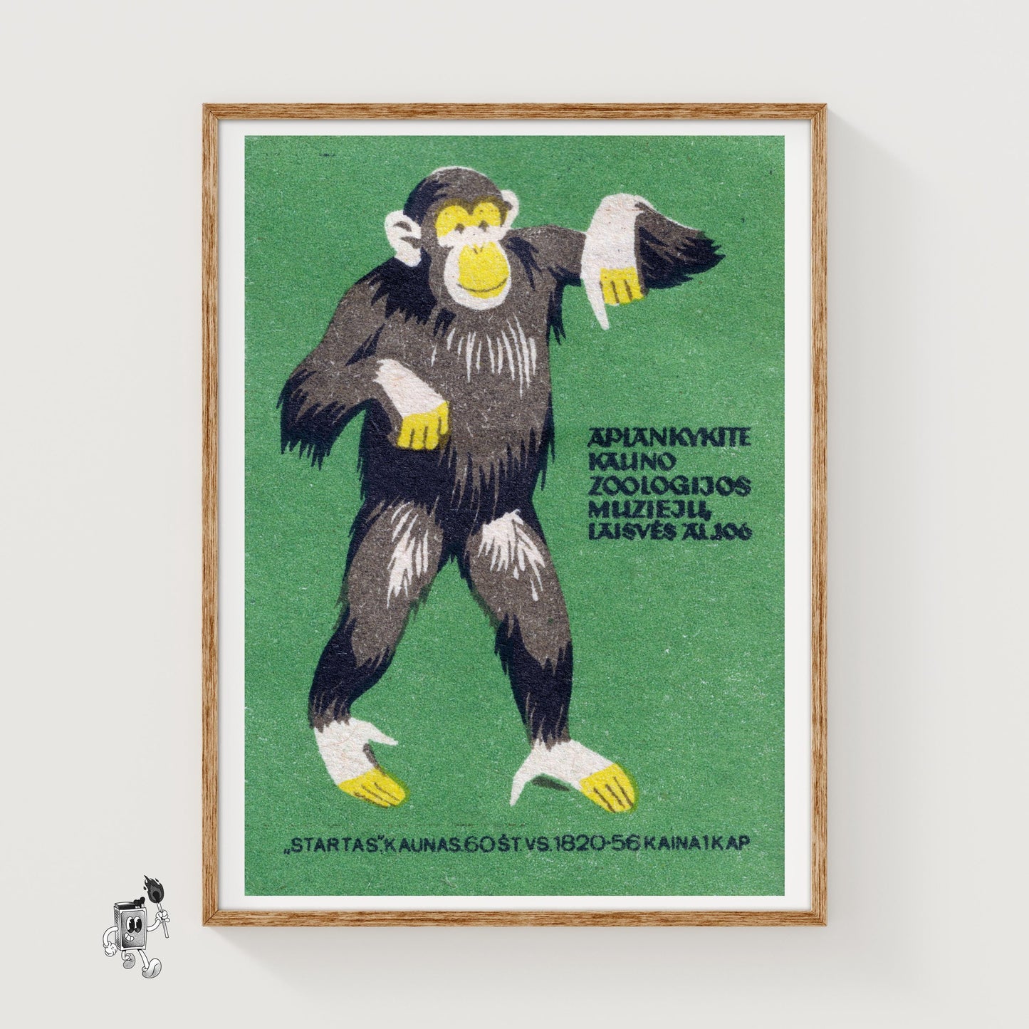 Chimpanzee - vintage matchbox label print