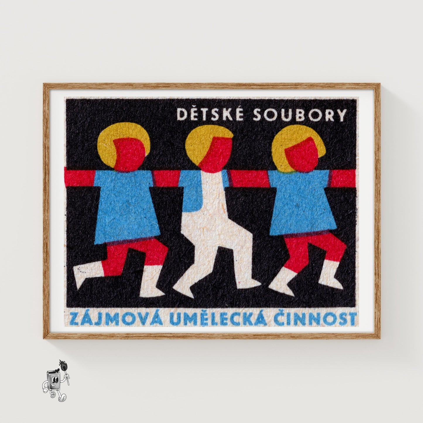 Children Dancing - vintage matchbox label print