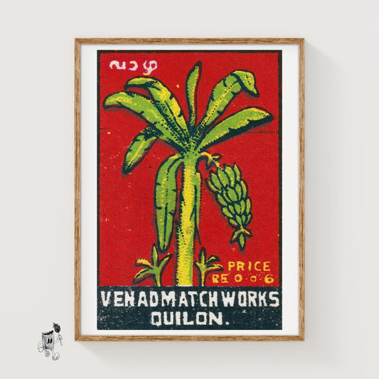 Banana Tree - vintage matchbox label print