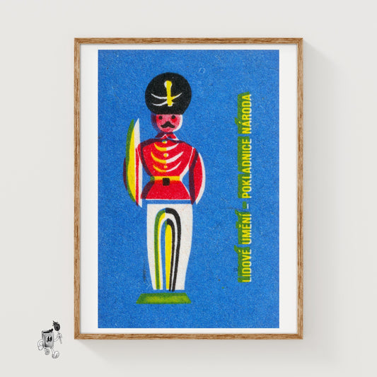 Stylized Soldier - vintage matchbox label print