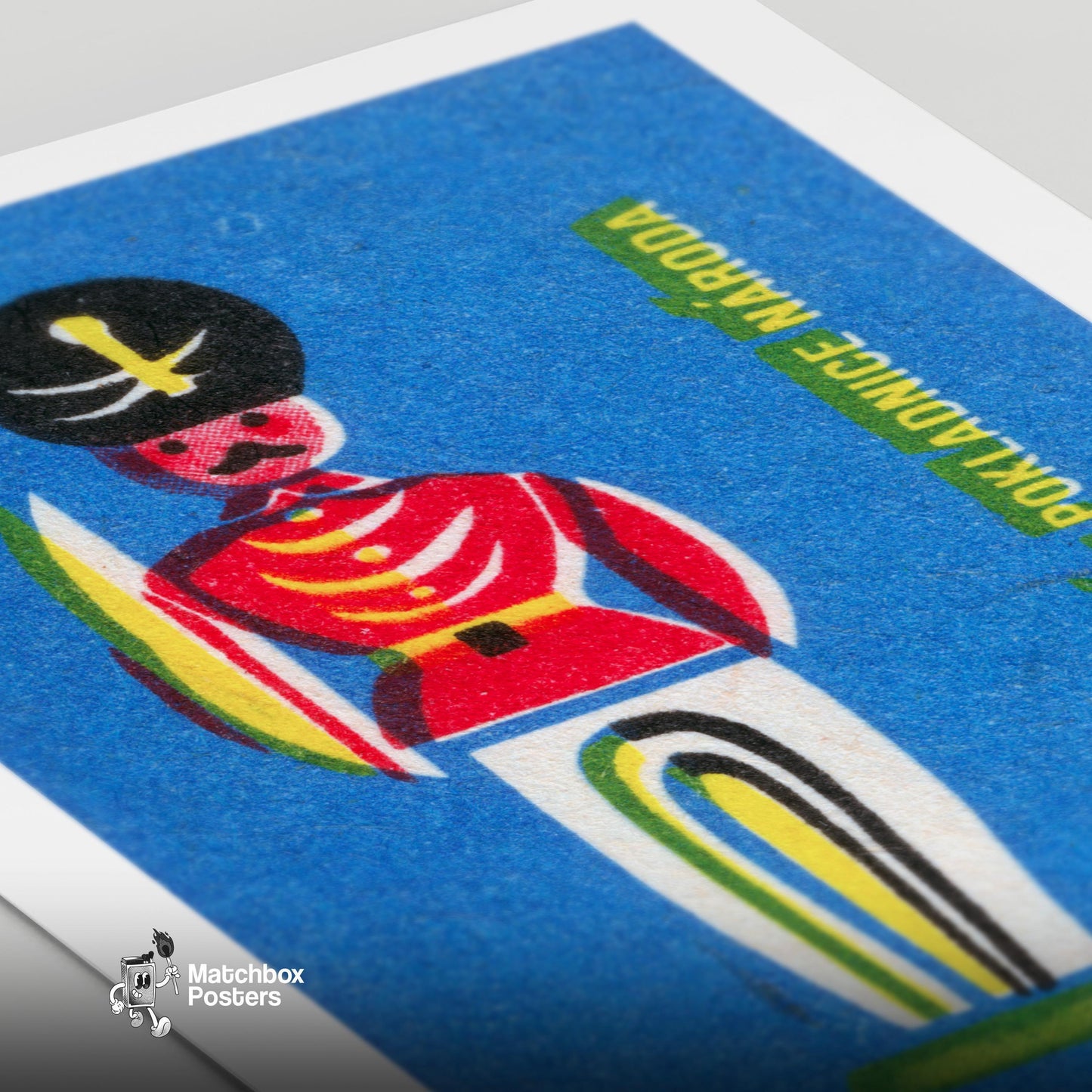 Stylized Soldier - vintage matchbox label print - close-up detail