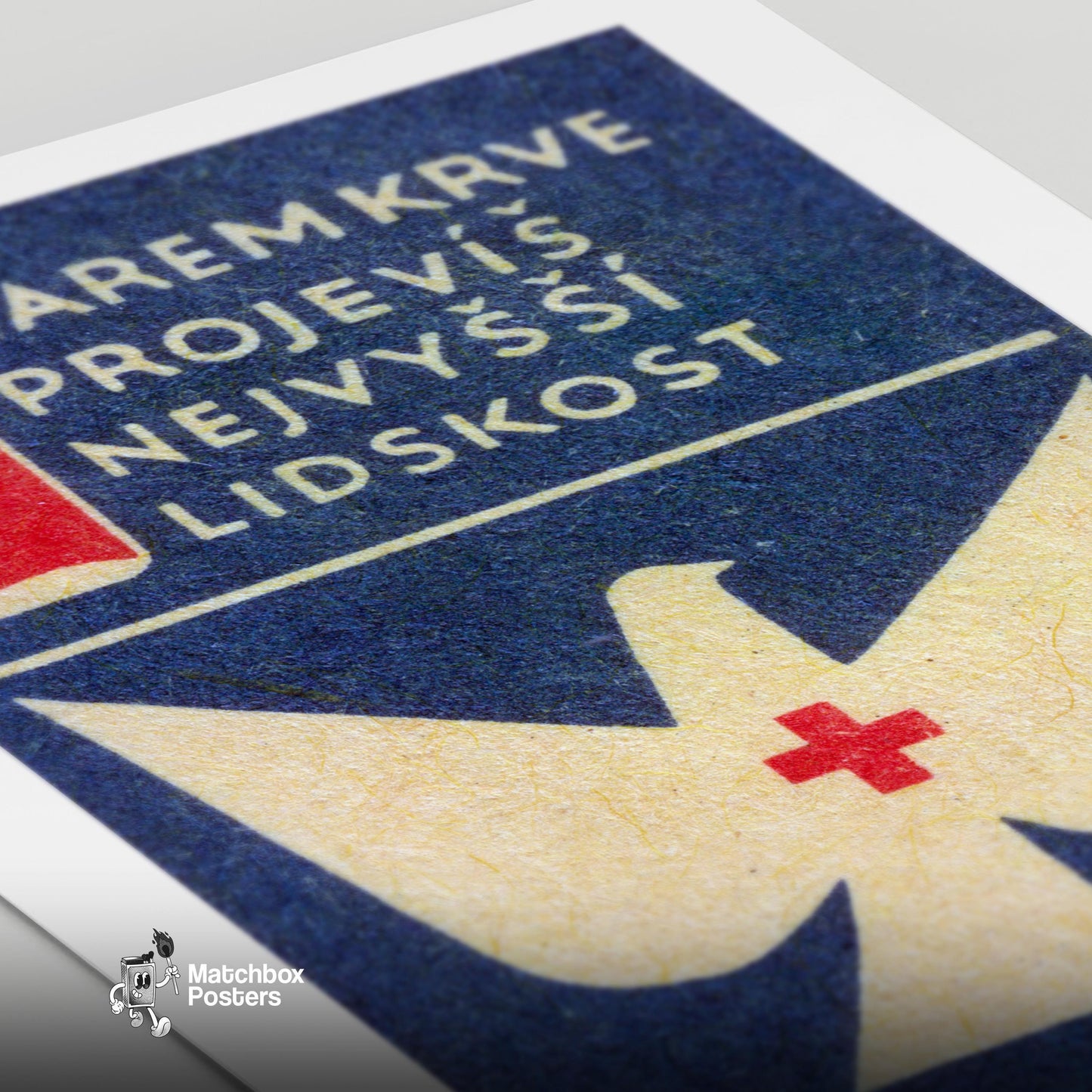 Dove Czechoslovakia Mid-Century Matchbox Label - vintage matchbox label print - close-up detail