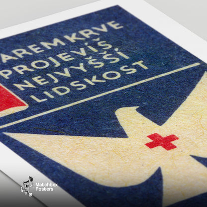 Dove Czechoslovakia Mid-Century Matchbox Label - vintage matchbox label print - close-up detail