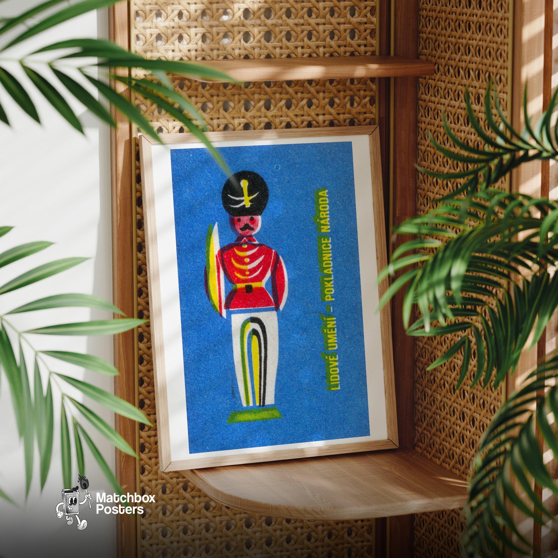 Stylized Soldier - vintage matchbox label print - office wall