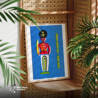 Stylized Soldier - vintage matchbox label print - office wall