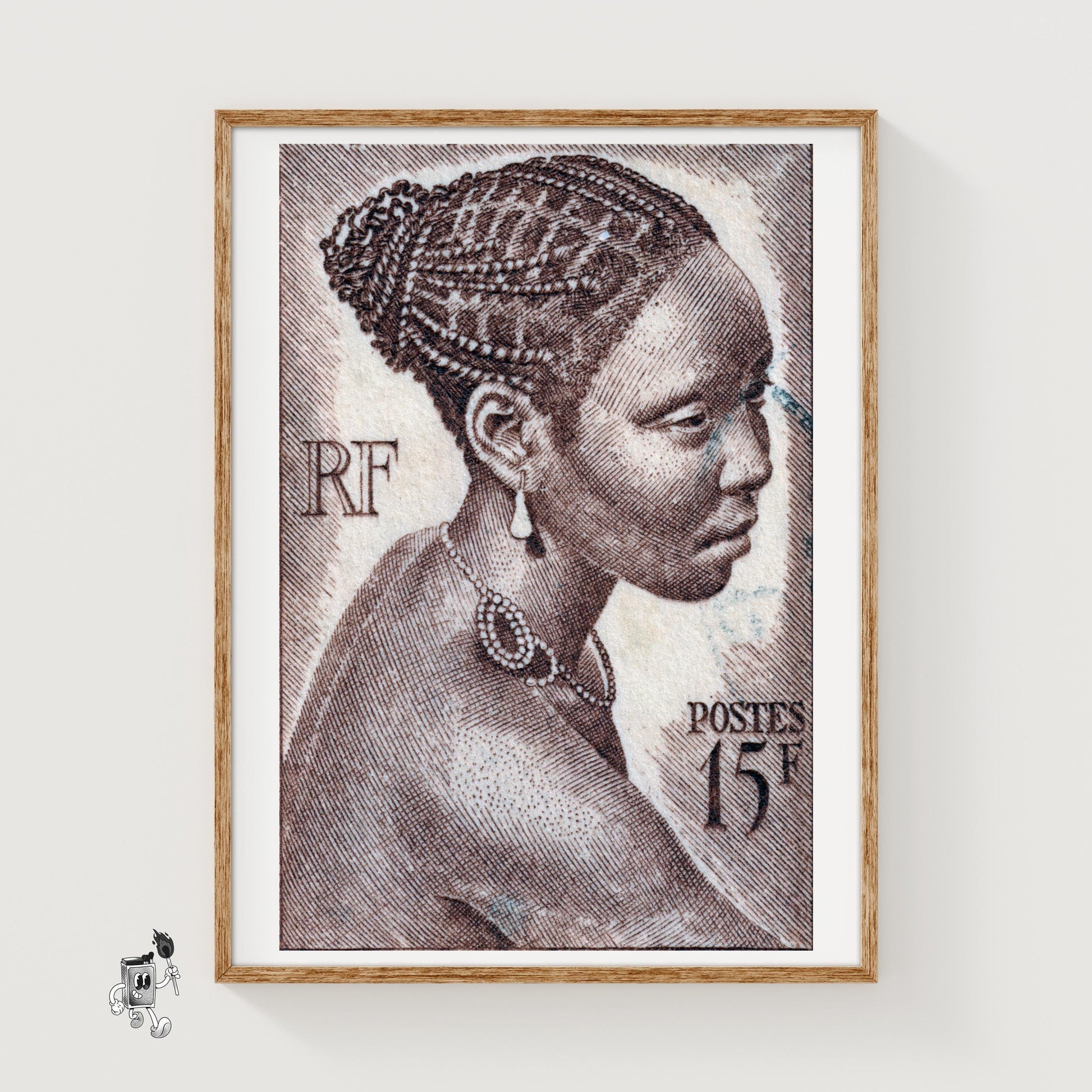 African Woman Print - vintage matchbox label print