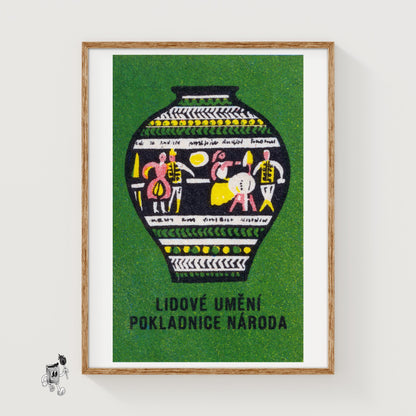 Decorative Vase - vintage matchbox label print
