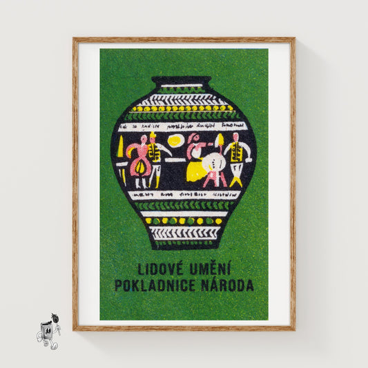 Decorative Vase - vintage matchbox label print