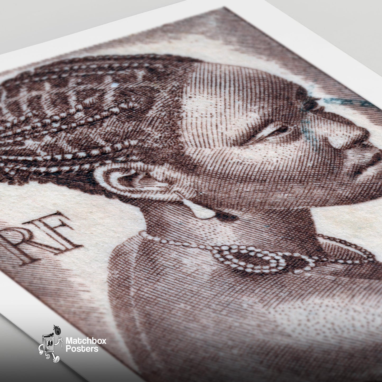 African Woman Print - vintage matchbox label print - close-up detail