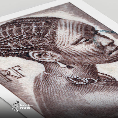 African Woman Print - vintage matchbox label print - close-up detail