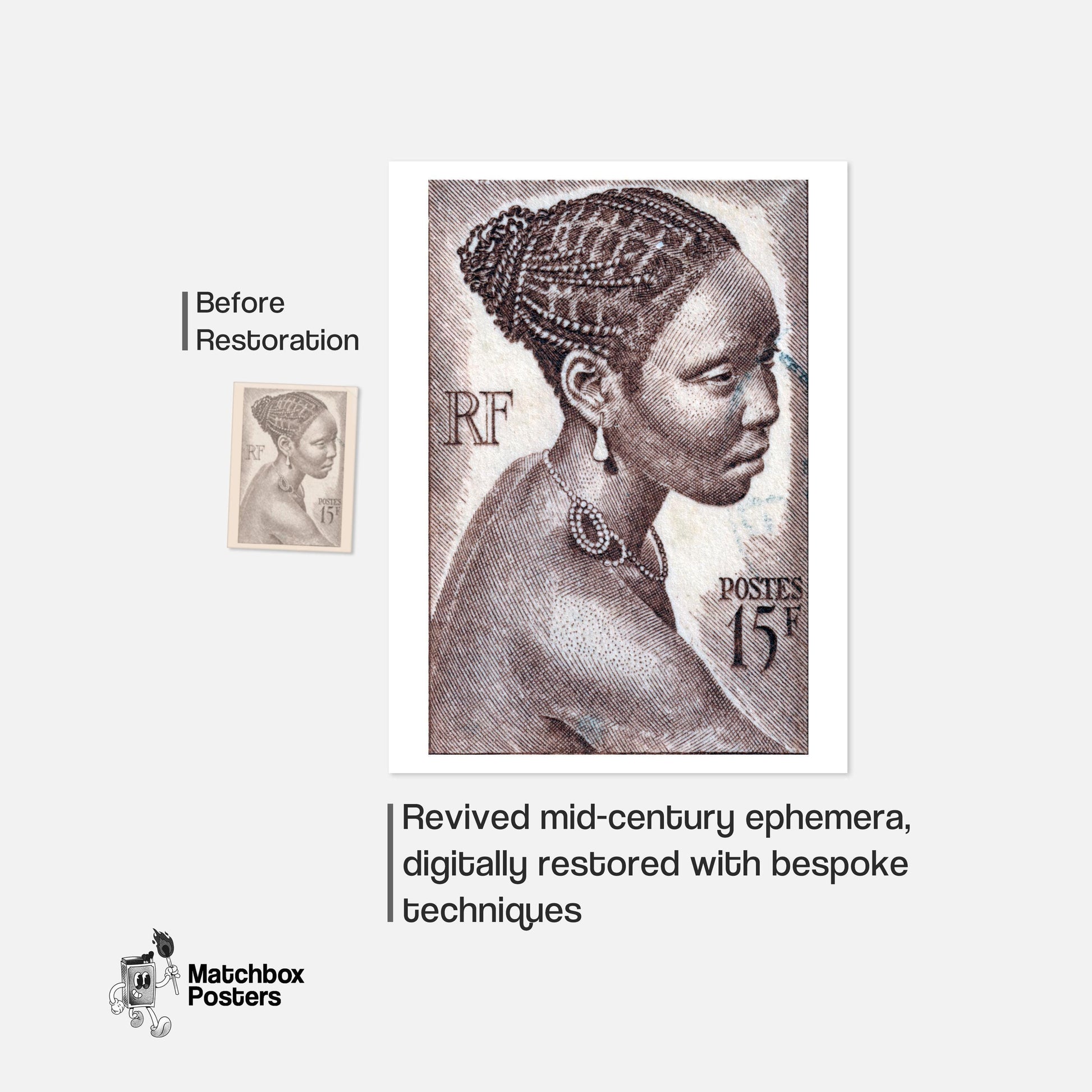 African Woman Print - vintage matchbox label print - framed wall art preview