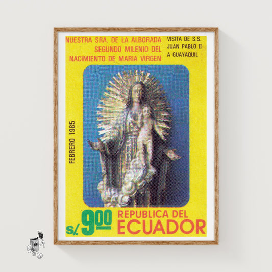 Virgin Mary and Jesus - vintage matchbox label print