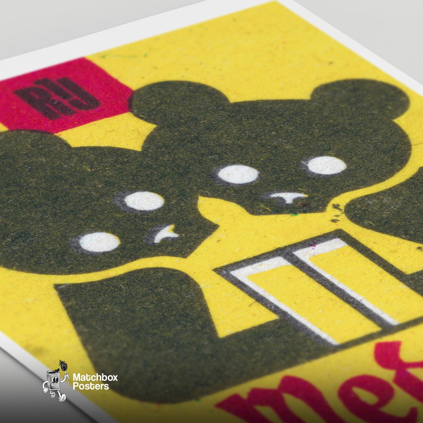 Two Bears - vintage matchbox label print - close-up detail