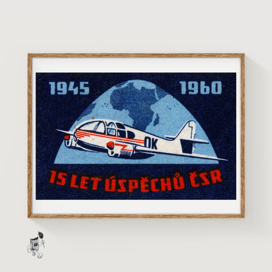 Aeroplane - vintage matchbox label print