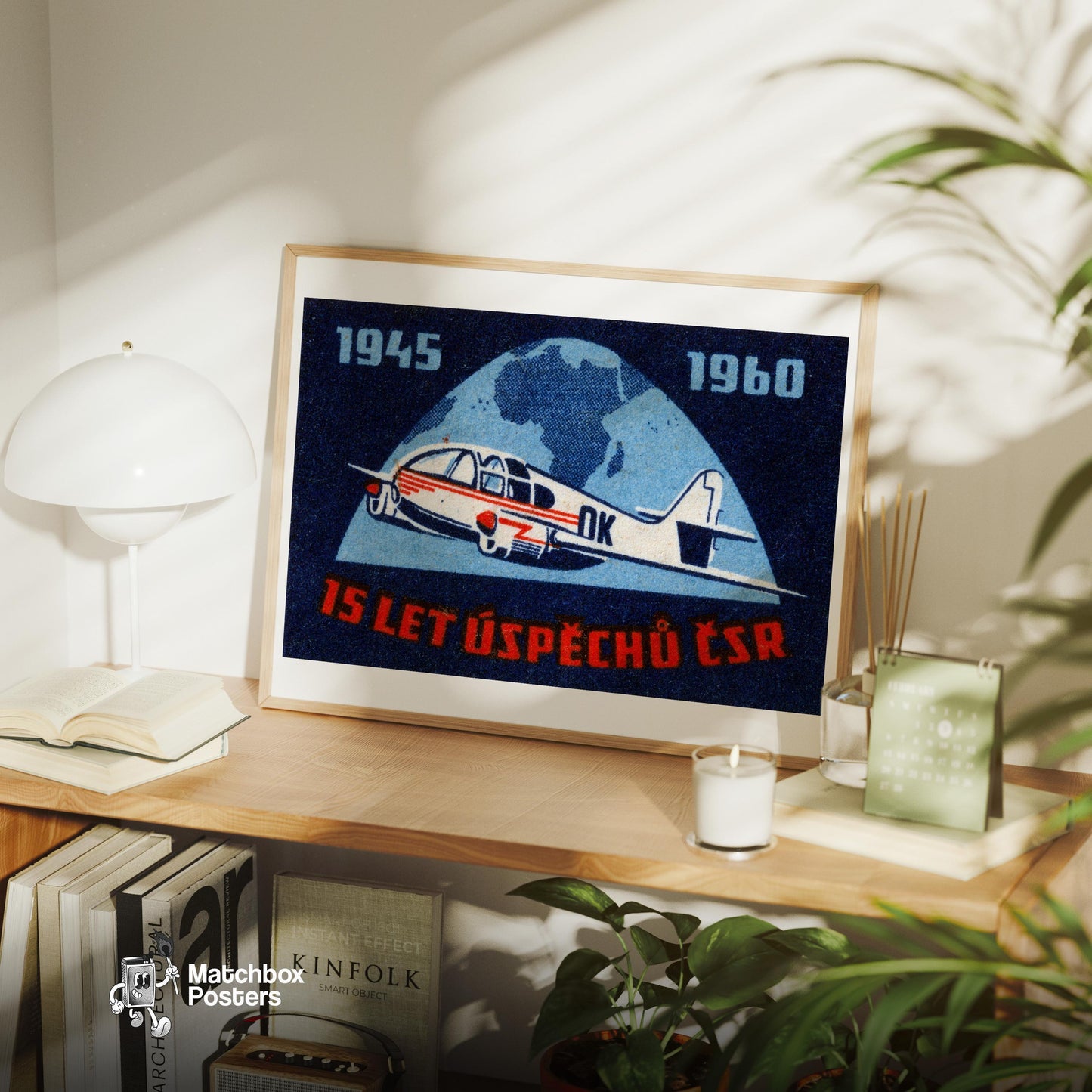 Aeroplane - vintage matchbox label print - office wall