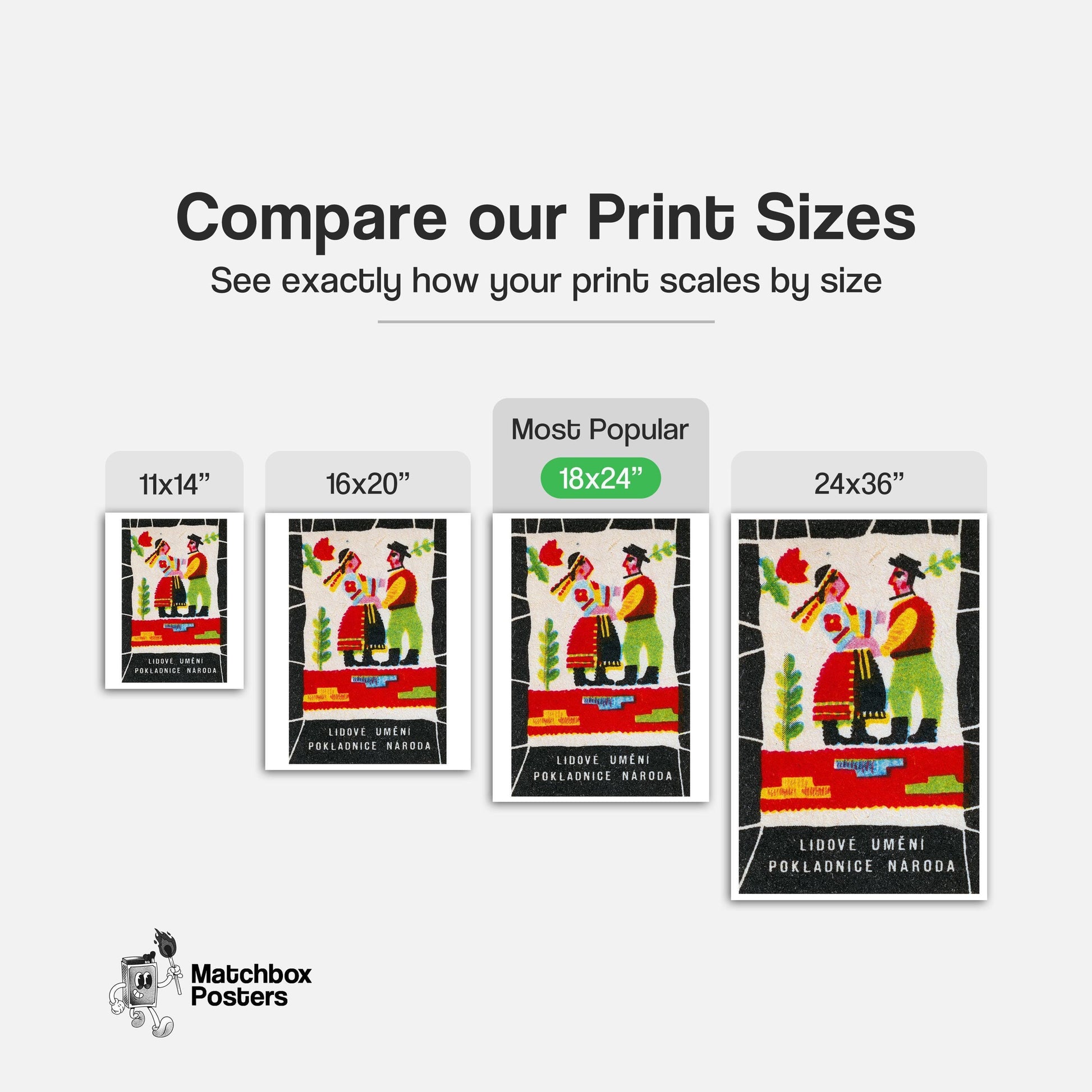 Folk Dancers - vintage matchbox label print - gallery wall preview
