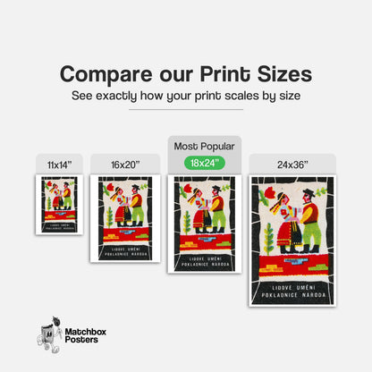 Folk Dancers - vintage matchbox label print - gallery wall preview