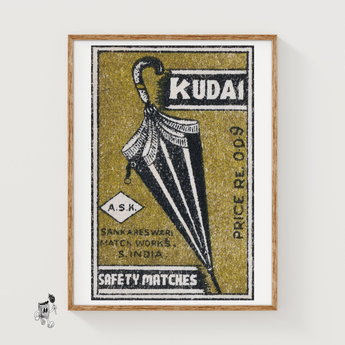Closed Umbrella S. - vintage matchbox label print