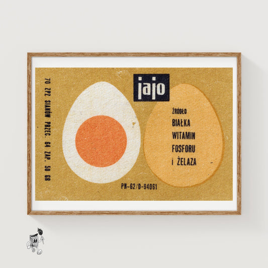 Illustration Of An Egg - vintage matchbox label print