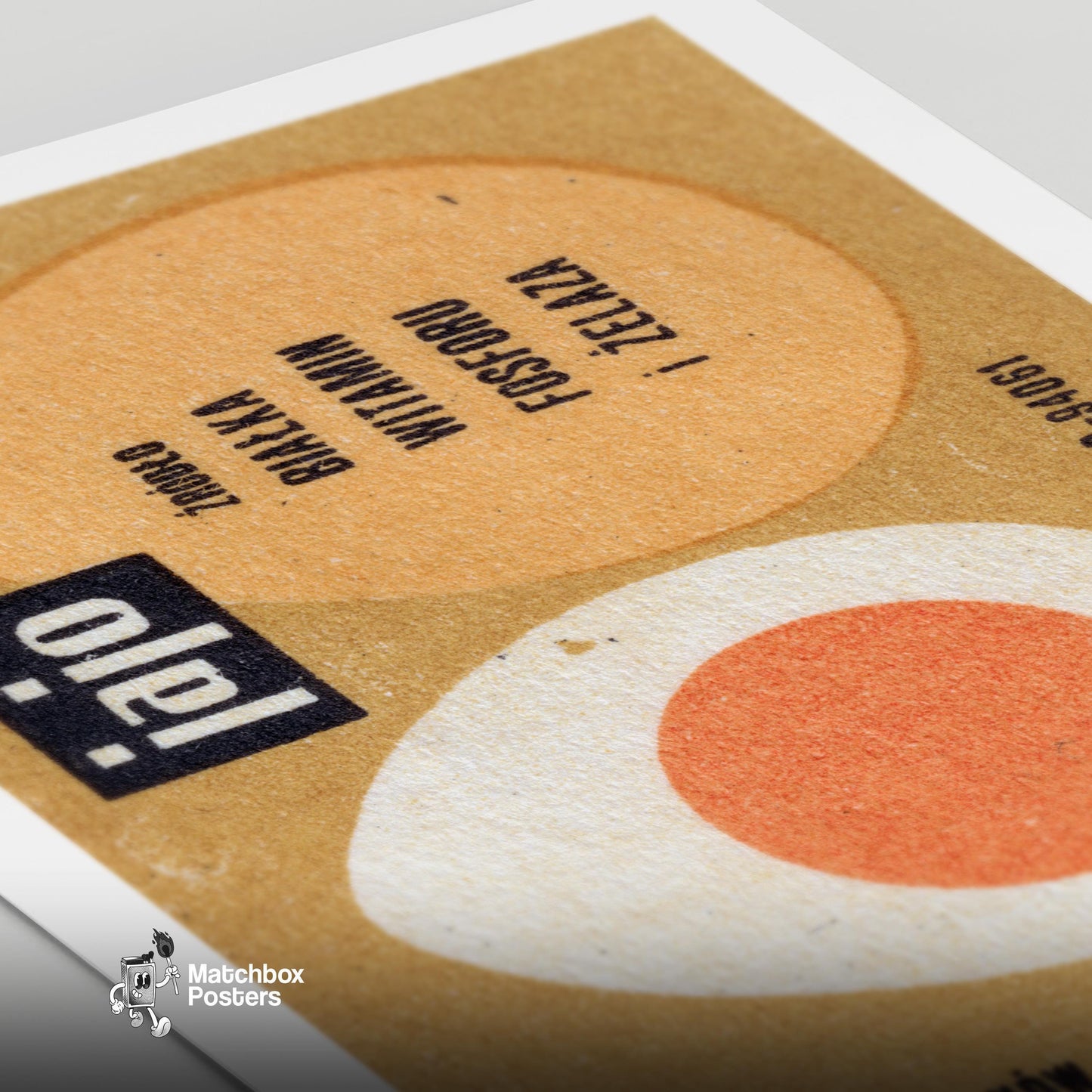 Illustration Of An Egg - vintage matchbox label print - close-up detail