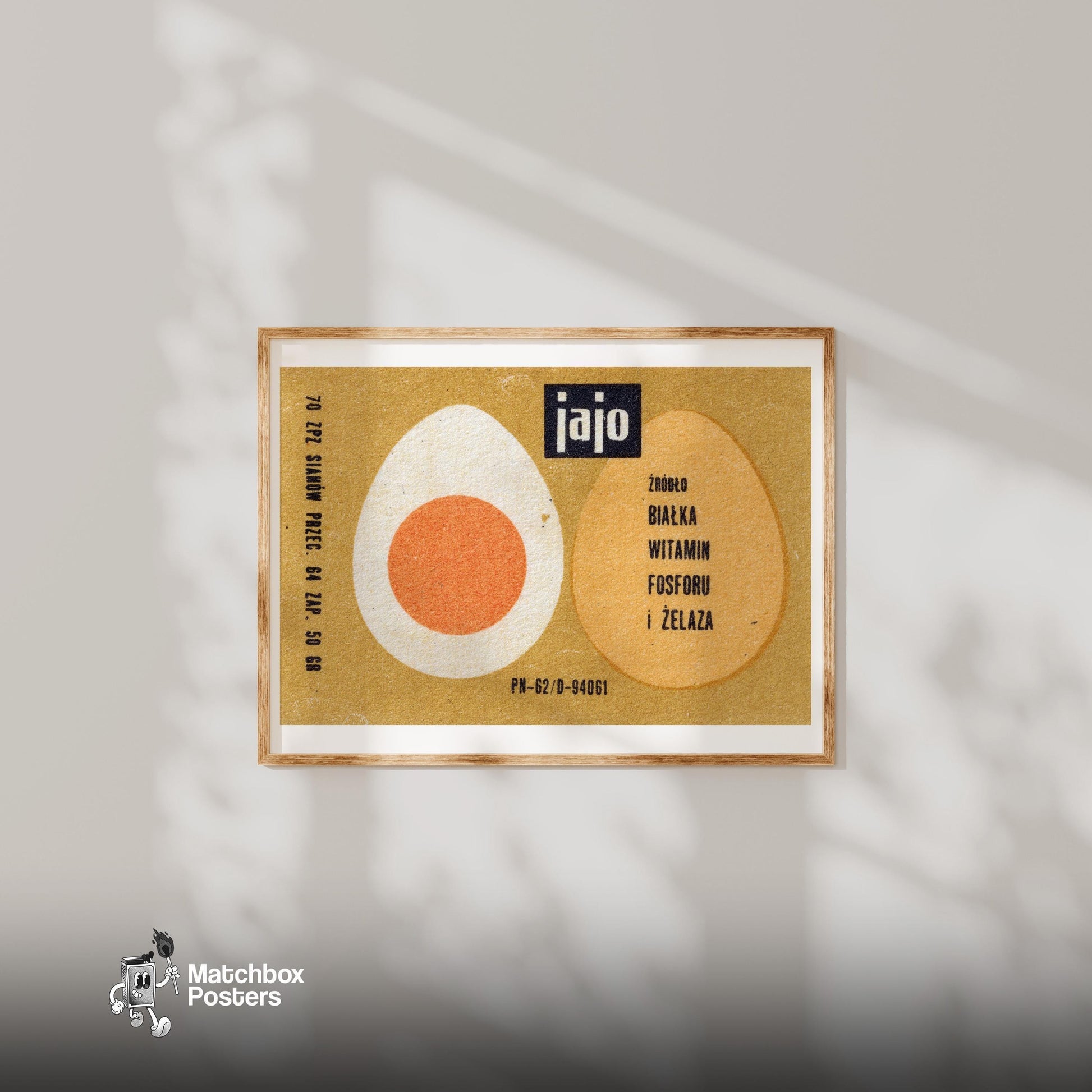 Illustration Of An Egg - vintage matchbox label print - bedroom mockup