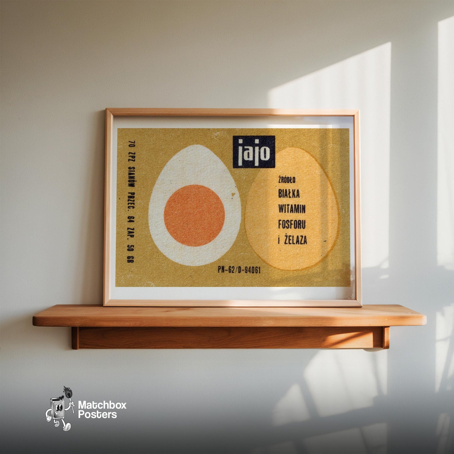 Illustration Of An Egg - vintage matchbox label print - size comparison
