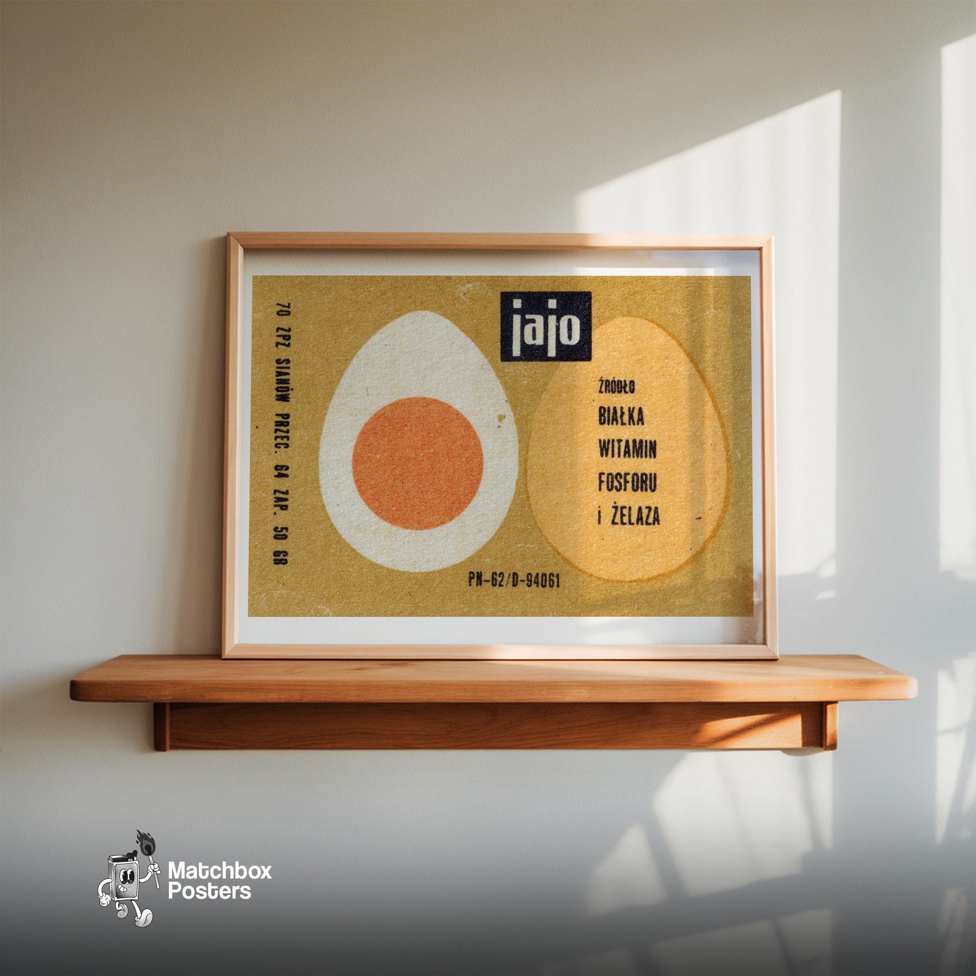 Illustration Of An Egg - vintage matchbox label print - size comparison