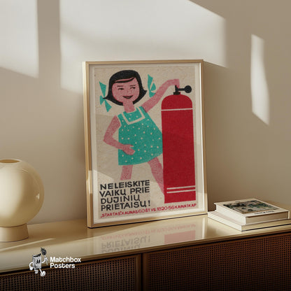 Girl with Gas Cylinder - vintage matchbox label print - size comparison