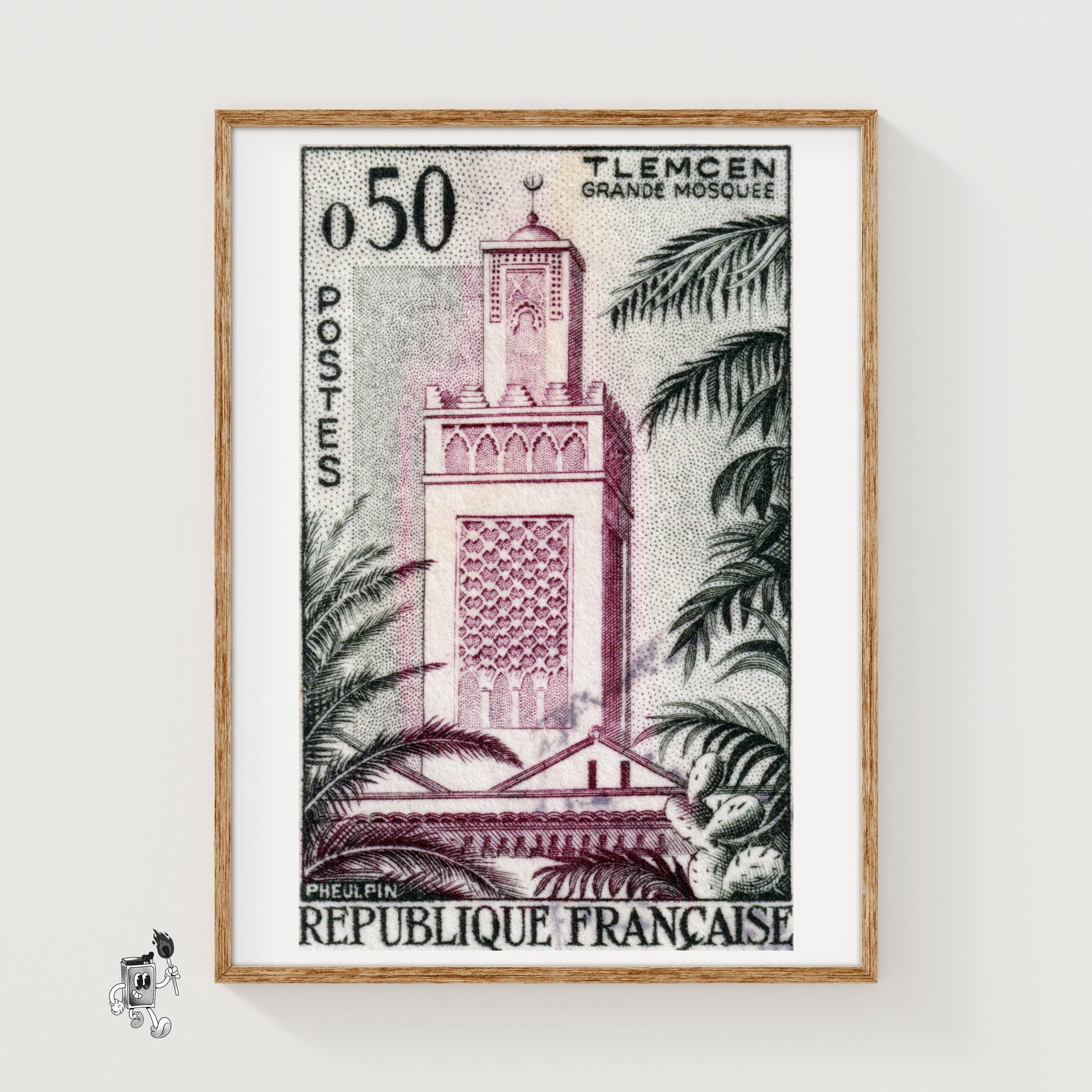 Grande Mosquée of Tlemcen - vintage matchbox label print