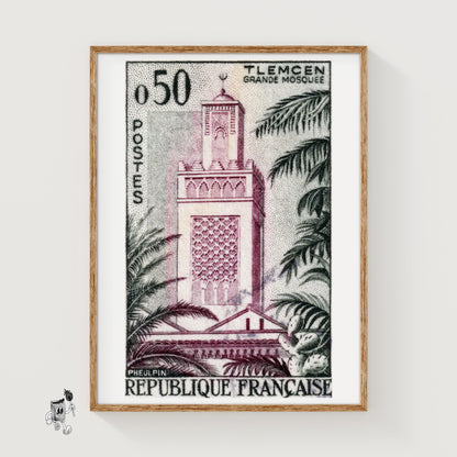 Grande Mosquée of Tlemcen - vintage matchbox label print