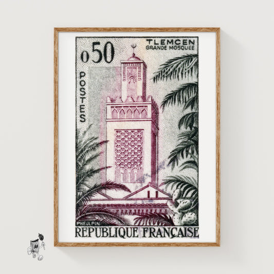 Grande Mosquée of Tlemcen - vintage matchbox label print