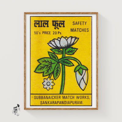 White Flowers Folk Art Print