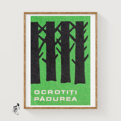 Protect the Forest - vintage matchbox label print