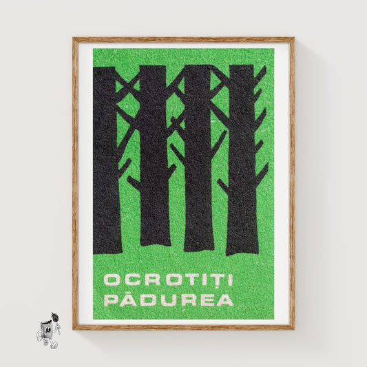 Protect the Forest - vintage matchbox label print