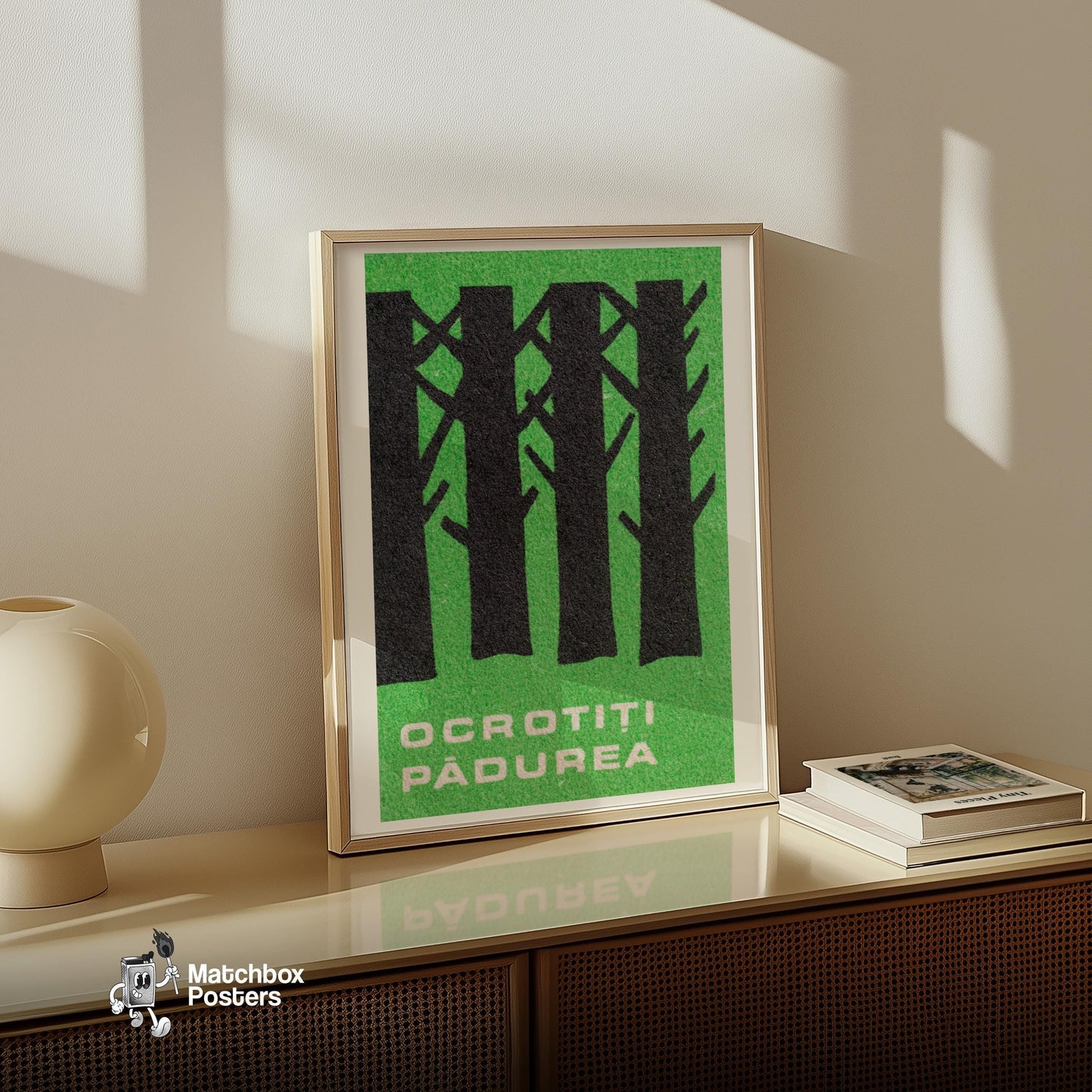 Protect the Forest - vintage matchbox label print - size comparison