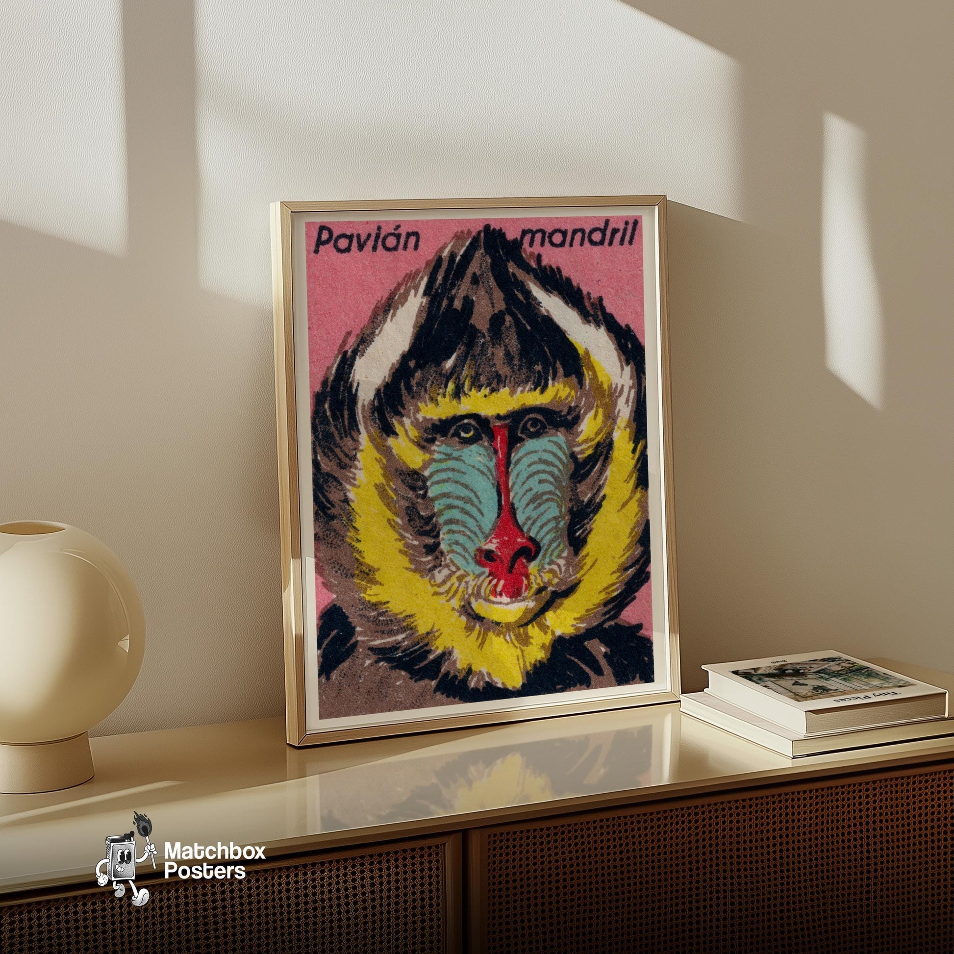 Mandrill - vintage matchbox label print - size comparison