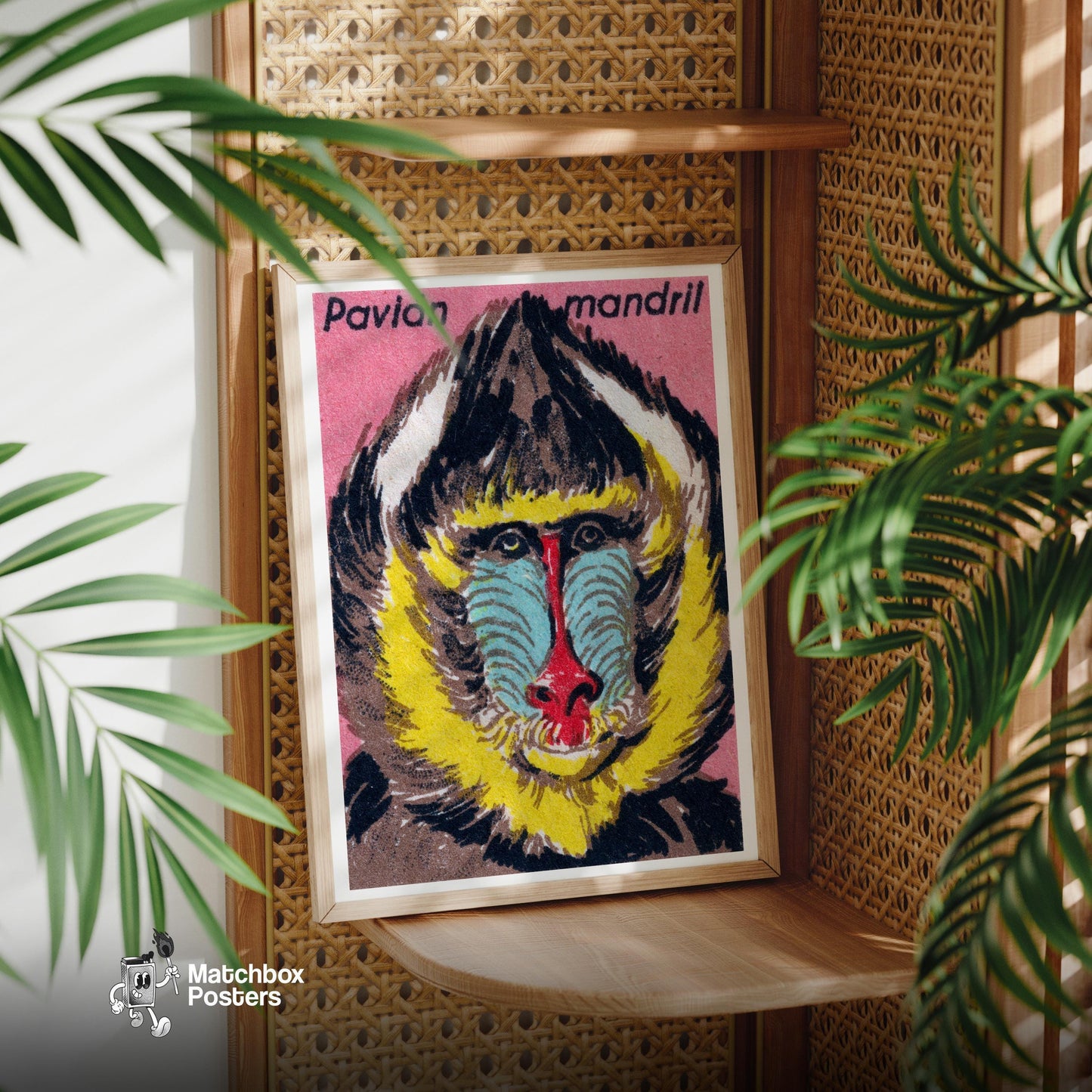 Mandrill - vintage matchbox label print - office wall