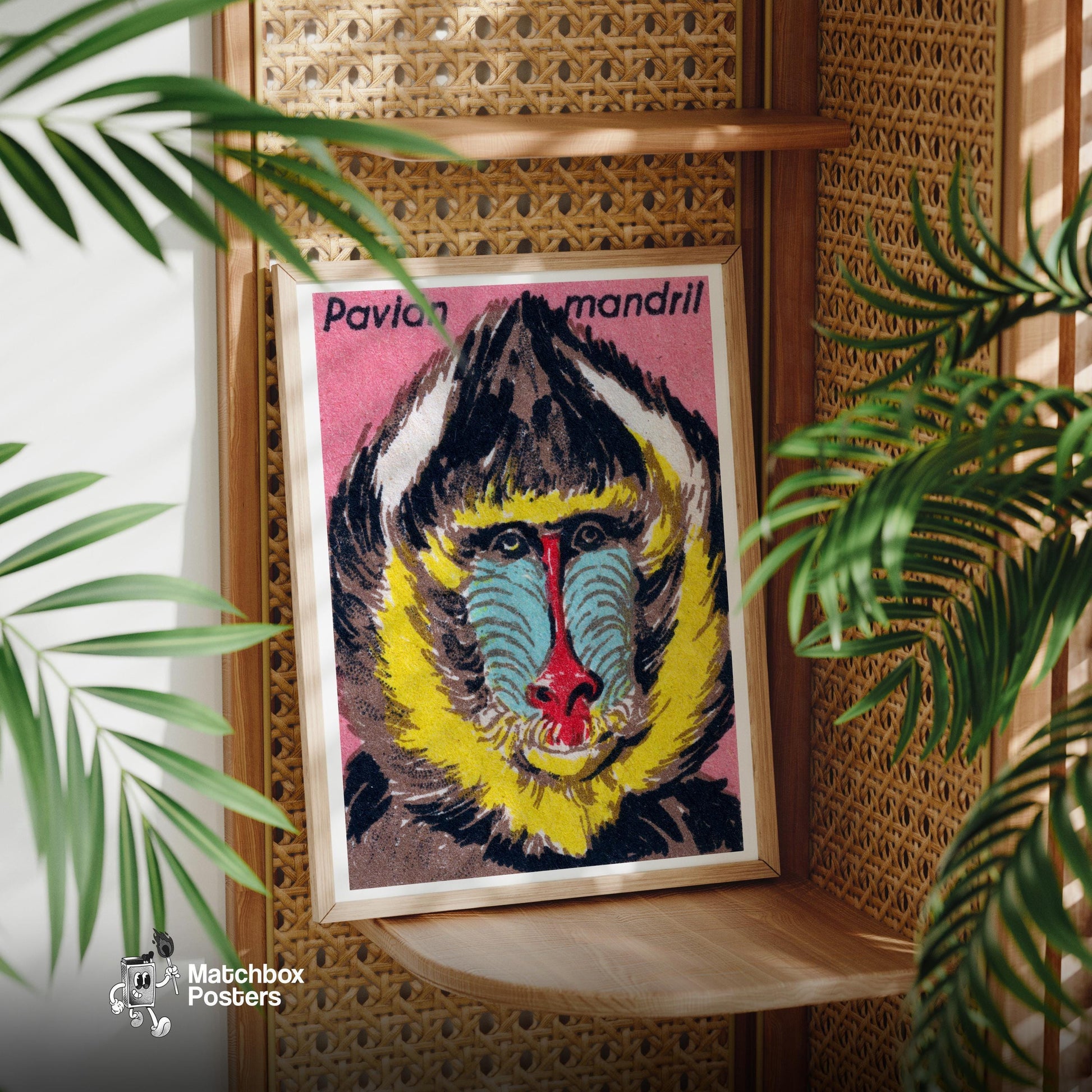 Mandrill - vintage matchbox label print - office wall