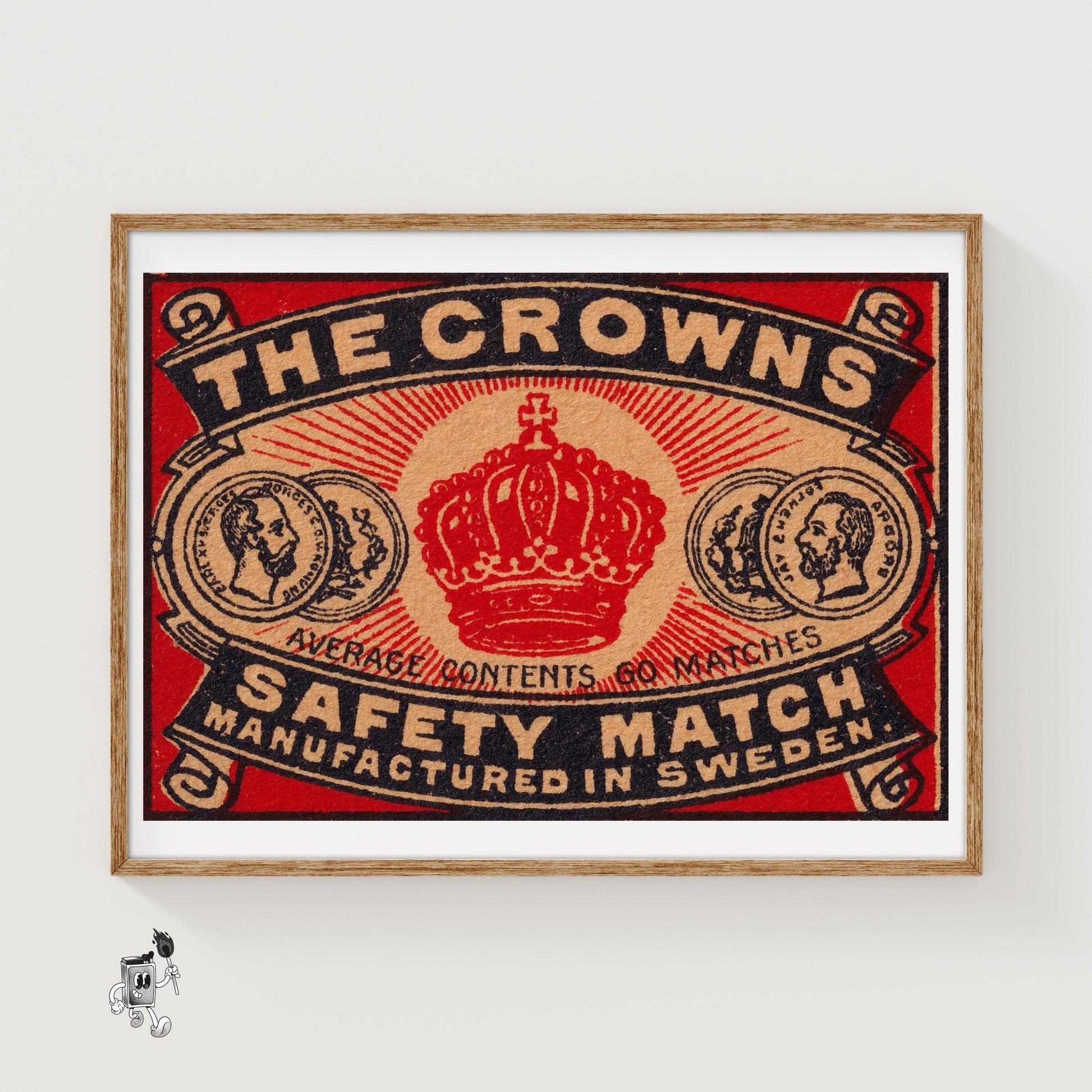 Red Crown - vintage matchbox label print