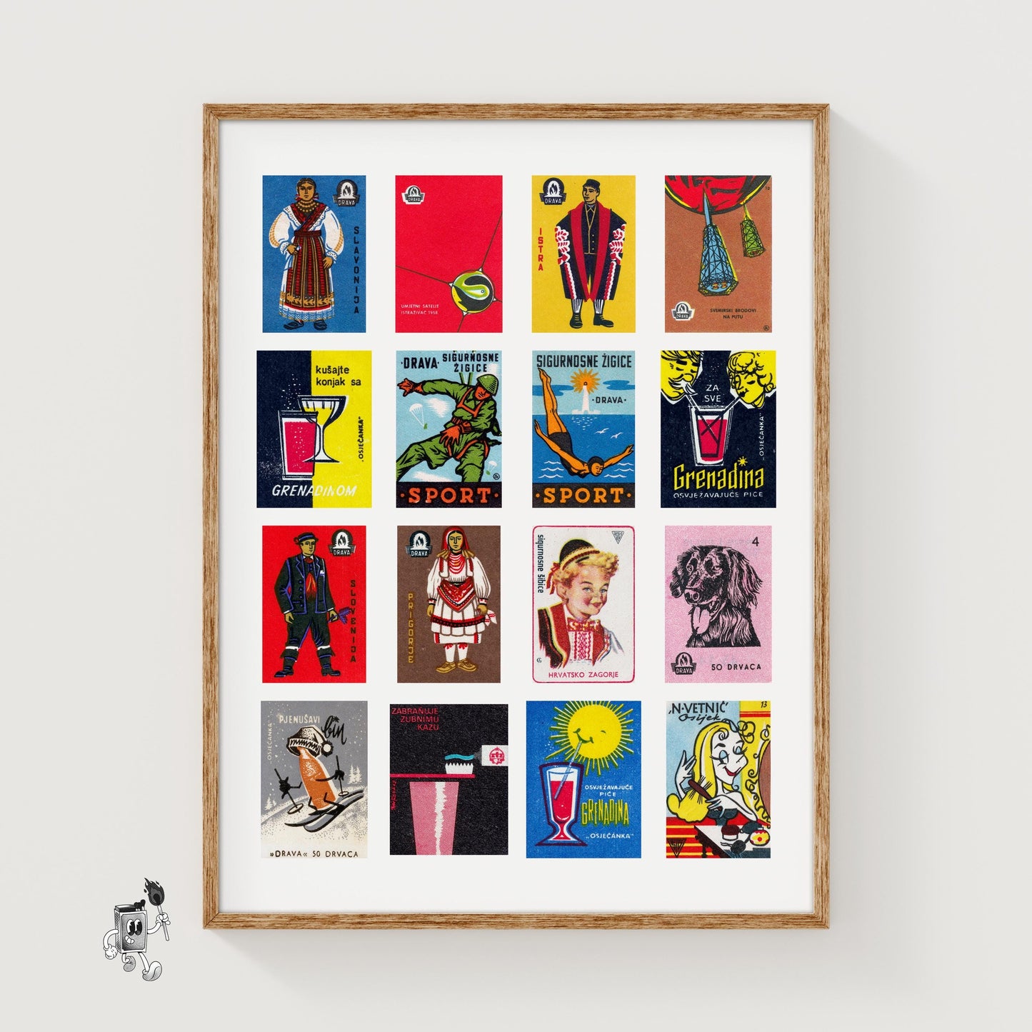 Folk Costumes - vintage matchbox label print