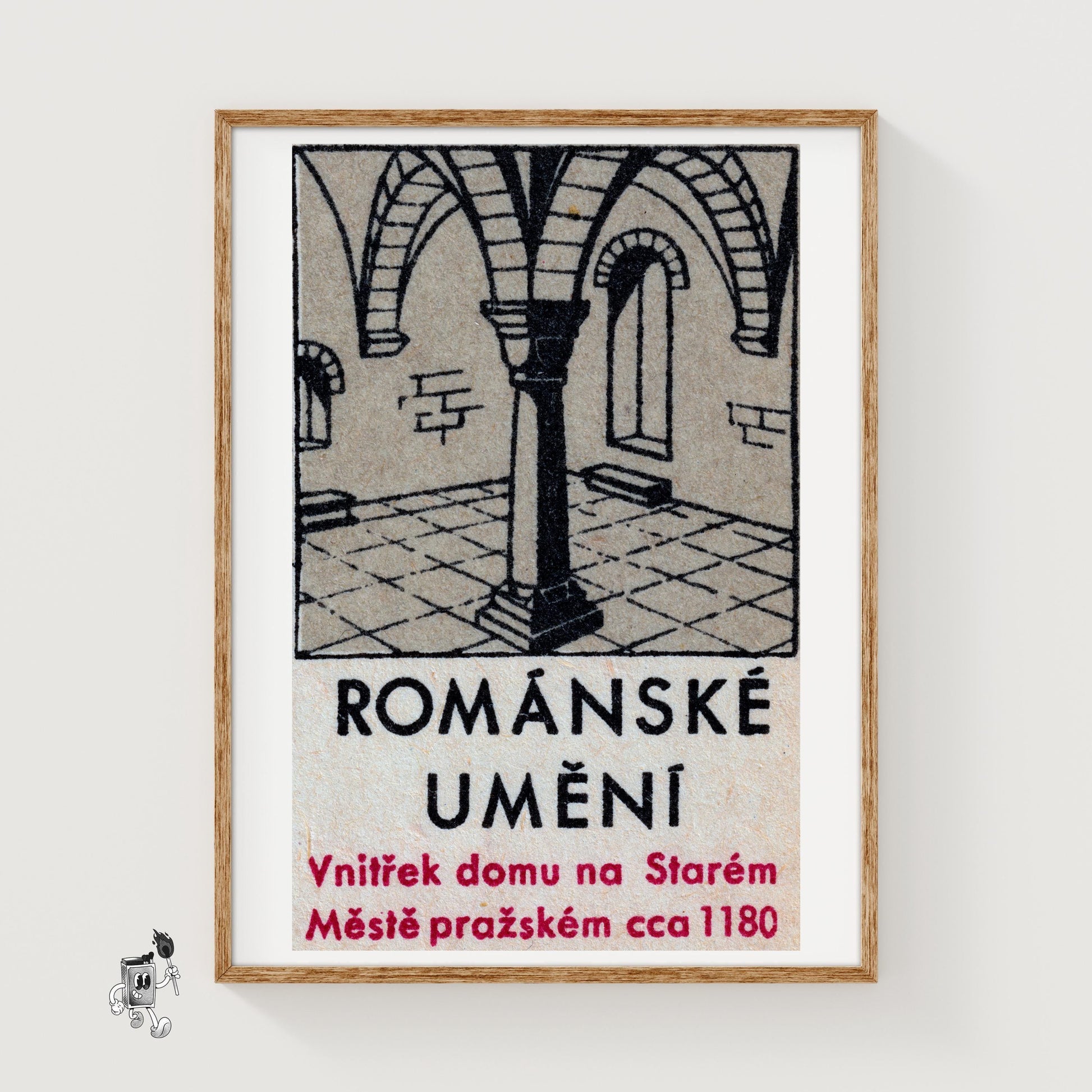 Romanesque Column - vintage matchbox label print