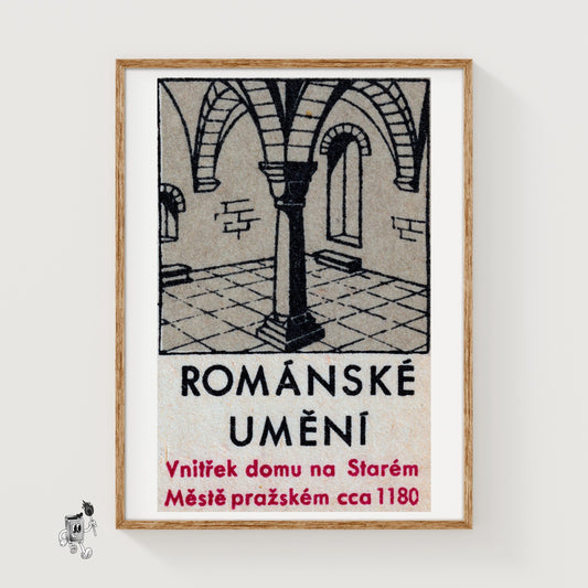 Romanesque Column - vintage matchbox label print
