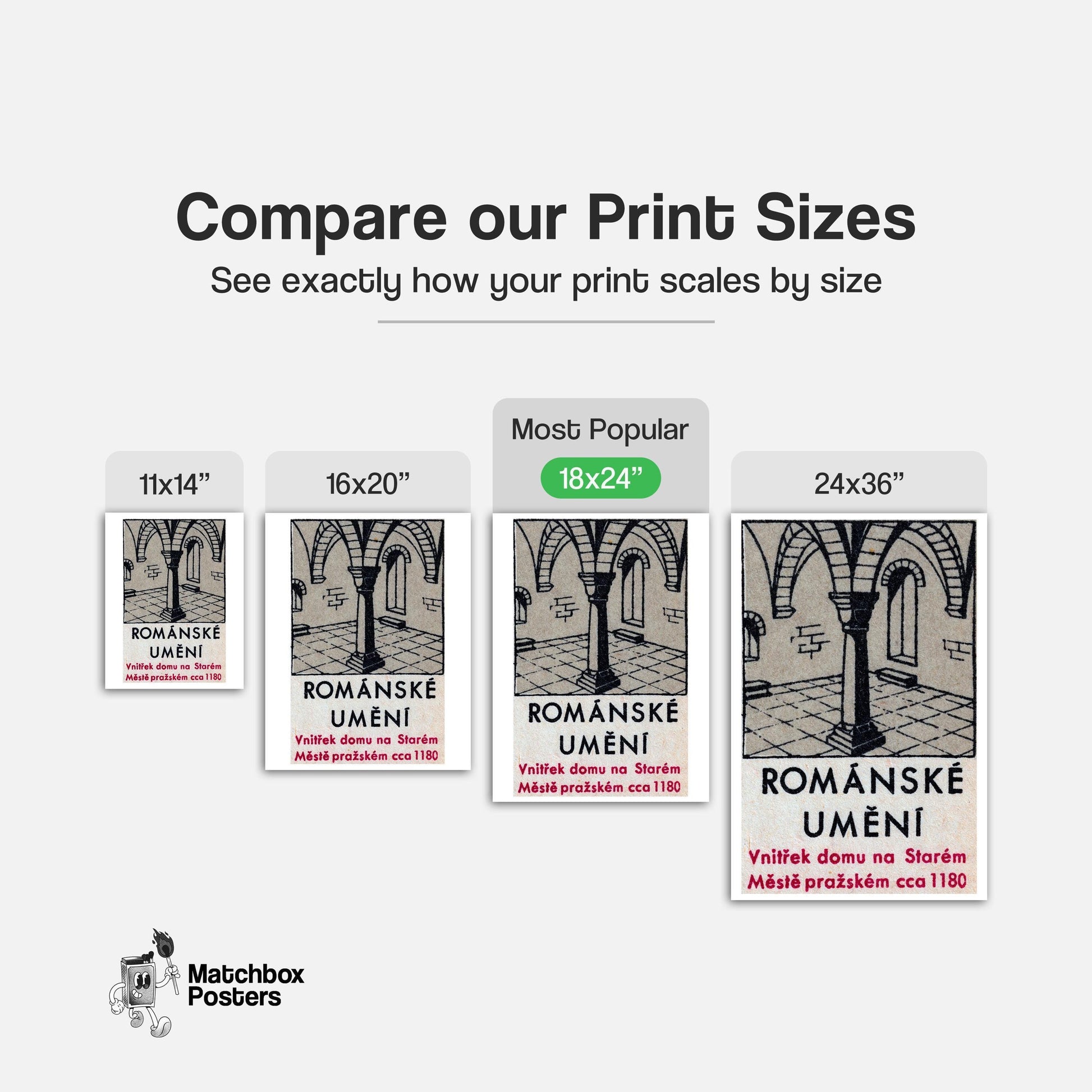 Romanesque Column - vintage matchbox label print - gallery wall preview